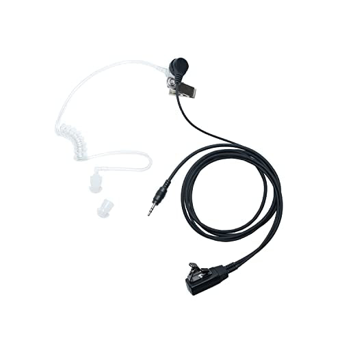 Caroo Walkie Talkie Headset Earpiece 1 Pin Covert Acoustic Tube with PTT Mic Compatible with Cobra CXT195 CX112 ACXT1035r ACXT145 ACXT545 PX655 RX385 RX685 Walkie Talkies Two Way Radio 4 Pack | Surveillance Headset, PTT Mic, Covert, Comfort, Hands-Free, L