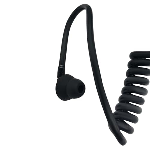 Walkie Talkie Earpiece Accessories Acoustic Clear Coil Tube with Silicone Ear Moulds Mold and Soft Tips (Black)