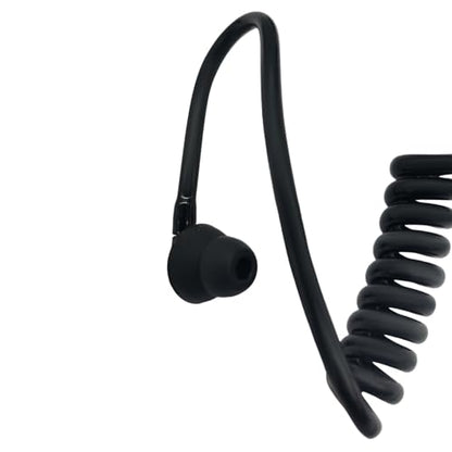 Walkie Talkie Earpiece Accessories Acoustic Clear Coil Tube with Silicone Ear Moulds Mold and Soft Tips (Black)