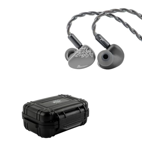 Linsoul Kiwi Ears Cadenza II 10mm Titanium Driver in Ear Monitor, HiFi Wired IEM Earphones with KARS 2.0(Grey) + Kiwi Ears SONICAP Waterproof Earbud Case,Hard Protective IEM Storage Box (Black)