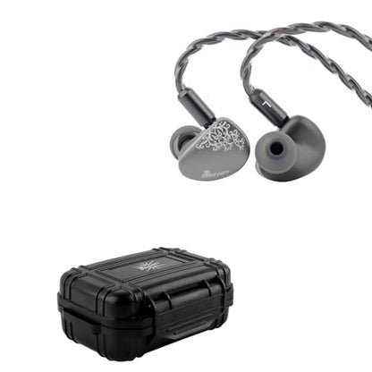Linsoul Kiwi Ears Cadenza II 10mm Titanium Driver in Ear Monitor, HiFi Wired IEM Earphones with KARS 2.0(Grey) + Kiwi Ears SONICAP Waterproof Earbud Case,Hard Protective IEM Storage Box (Black)