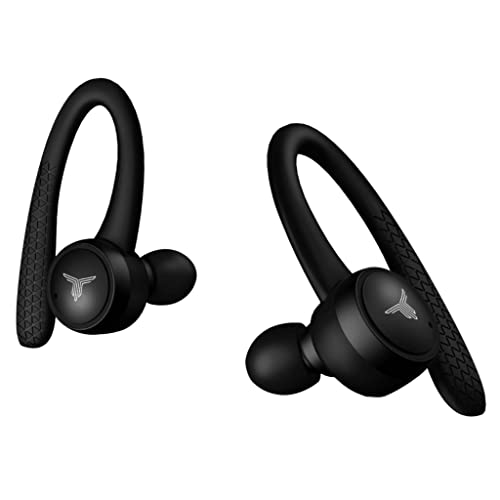 True Wireless Earbuds, Dual Microphone and Replaceable Ear-Hooks, Bluetooth 5.0, Waterproof Sport Design for Outdoor Gym Workout