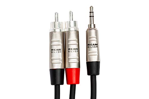 Hosa HMR-010Y REAN 3.5 mm TRS to Dual RCA Pro Stereo Breakout Cable, 10 Feet