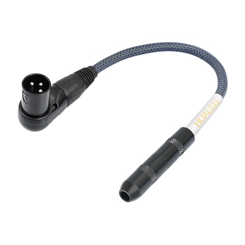 1FT Right Angle XLR Male to 1/4 TRS Mini Jack Adapter Cable,6.35 mm 1/4 Female to Right Angle 3Pin-XLR Male Cable for Mixer, Audio Player, Power amplifier-1Pack