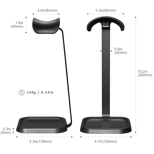 Headphone Stand, Curved Headset Stand with Storage Tray, Gaming Headset Holder for AirPods Max, AirPods Max 2, AirPods, AirPods Pro, Beats, Bose, Sony and More (Black) - color: Black