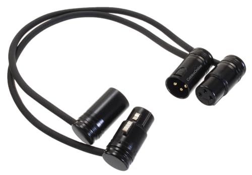 CablesOnline, 2-Pack 1ft. Low-Profile Slim Right-Angle 3-Pin XLR Male to Female Adjustable-Angle Microphone Cable, X3-0001-2