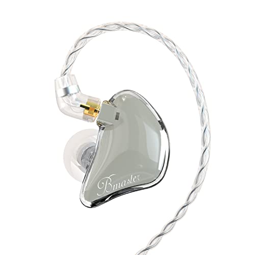 BASN Bmaster Triple Drivers in Ear Monitor Headphone (Gray) | sound isolation iem with two detachable mmcx cables,carrying kit fit, ideal for audio engineer musician - color: Gray