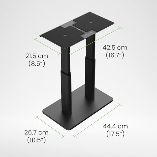 Kanto SCH Universal Height Adjustable Center Channel Stand for Speakers up to Fifty lb - 15” to 24” Vertical Adjustment, Resonance Damping Design, Internal Cable Management - Black