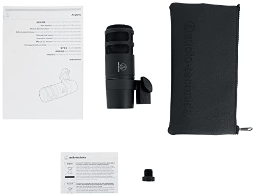 Audiosavings Bundle: Audio Technica AT2040 Hypercardioid Dynamic Broadcast/Podcast Microphone Mic Bundle with Rockville PRO-M50 Studio Headphones w/Detachable Coil Cable, Case+Extra Ear Pad (2 Items)