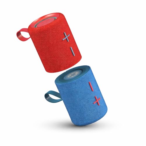 Stromberg Twin 2-in-1 Mini Portable Bluetooth Speaker, 10W (5W per Speaker), 11-Hour Playtime, Magnetic, Sky Blue and Red - color: A - Red and Blue
