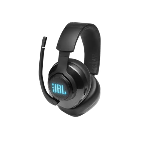 JBL Quantum 400 - Wired over-ear gaming headset with game-chat balance dial, JBL QuantumSURROUND and DTS, Voice focus directional flip-up mic and memory foam ear cushions (Black) - size: One Size