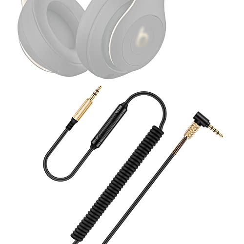 Studio3 Coiled Audio Cable for Beats Studio Pro, Solo4, Solo3 Headsets, 8ft | 3.5mm in-line Mic & Volume Control Headphone Cord for PS5 Xbox One - size: 8 Feet
