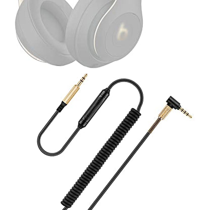 Studio3 Coiled Audio Cable for Beats Studio Pro, Solo4, Solo3 Headsets, 8ft | 3.5mm in-line Mic & Volume Control Headphone Cord for PS5 Xbox One - size: 8 Feet