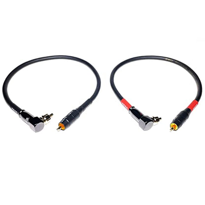 CESS-167-1f RCA Right Angle to Straight Type Male to Male Preamp Jumpers Patch Cable, 2 Pack (1 Foot) - size: 1 Foot