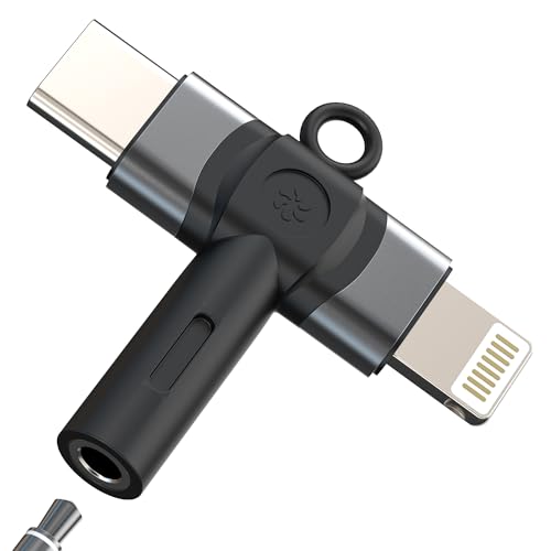 Aux to USB C Lightning Adapter for Iphone 17 16 15 14 13 Pro Max Headphone Jack 3.5mm Audio Cable (2in1) Alxiliary Connector for Apple Headset Converter Auxiliar Splitter Music Compatible with Samsung
