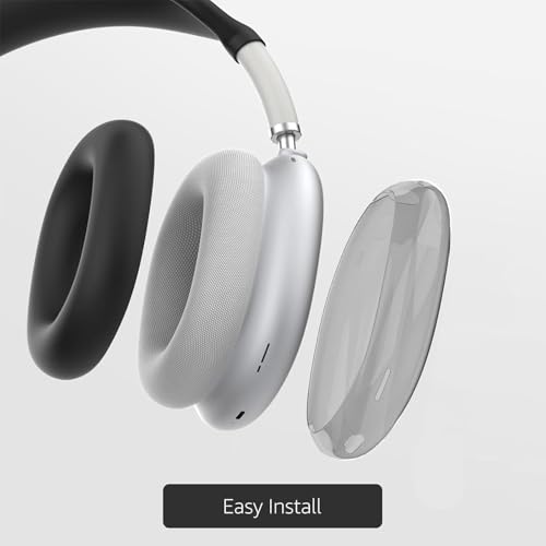 MOLOPPO 3 in 1 Case Cover Compatible with AirPods Max 2/1 2024/2020, Black | Anti-scratch Clear Soft TPU Ear Cups /Silicone Ear Pad Case /Headband Cover for AirPods Max, Transparent Accessories for Max - color: A3-Transparent Black