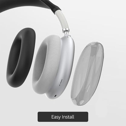 MOLOPPO 3 in 1 Case Cover Compatible with AirPods Max 2/1 2024/2020, Black | Anti-scratch Clear Soft TPU Ear Cups /Silicone Ear Pad Case /Headband Cover for AirPods Max, Transparent Accessories for Max - color: A3-Transparent Black