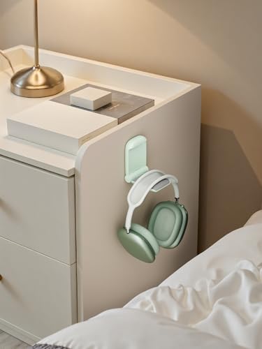 MAMUVIMO Headphone Stand, 2 Pack Headset Stand Foldable＆Sticky, Headphone Holder Hook Mount with Non-Slip Silicone, Adhesive Earphone Desk Hanger Clip Space-Saving for Airpods Max, All Earphones-Green - color: Green, size: 2 Pack