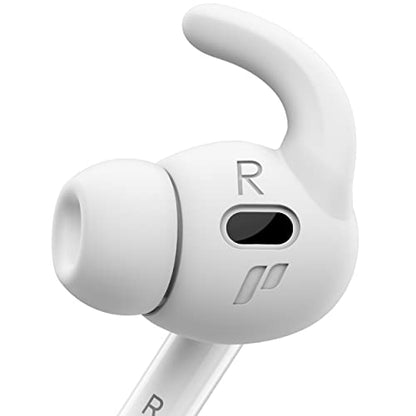 Proof Labs 4 Pairs for AirPods Pro 2 Ear Hooks Covers [Added Storage Pouch] Anti Slip Ear Tips Accessories Compatible with Apple AirPods Pro 2nd Generation (White)
