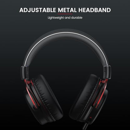 EKSA E900 Gaming Headset with Microphone - PC Headset with Detachable Noise Canceling Mic, 3D Surround Sound, Wired Headphone for PS4, PS5, Xbox, Computer, Laptop, Switch, Handheld (3.5MM Jack) - color: Red
