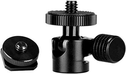 koolehaoda 1/4 Mini BallHead & Hot Shoe Mount Adapter for Camera Video Light Tripod Monopod (1/4 Ball Head) | 360° Swivel Ball Head for Video Light Tripod Monopod, Lightweight Aluminum, Cold Shoe Compatible, Compact Design - size: 1/4 Ball head