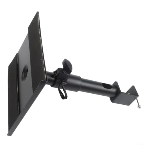 Adjustable Clamp-on Speaker Stand with 360° Swivel, Height Adjustment & Earphone Holder for Desk, Bookshelf, Computer Speakers - Black(Individually)