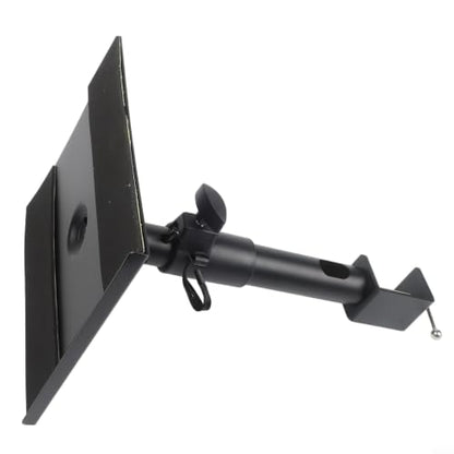Adjustable Clamp-on Speaker Stand with 360° Swivel, Height Adjustment & Earphone Holder for Desk, Bookshelf, Computer Speakers - Black(Individually)