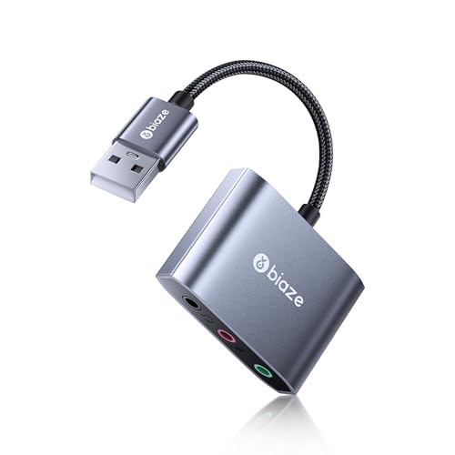 USB to 3.5mm Jack Audio Adapter External Sound Card with Dual 3.5mm Headphone and Microphone TRS Jack to USB Compatible with Windows, Laptops, Desktops Windows, MAC, Linux, PC, PS5, PS4 - color: Grey