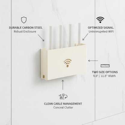 Wall-Mounted Audio-Visual Component Shelf, Carbon Steel Media Storage Rack in White, Fits 9.8 or 11.8 Inch Devices - size: 11.81 x 2.36 x 6.69 in