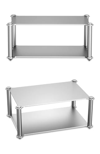 Desktop HiFi Audio Rack Modular Isolation Stand for DAC Amp, 2-Tier | Aluminum Alloy Hi-Fi Audio Rack, Full Metal, Audio Component Shelf With Shock Absorption Feet Two-Layer (293 x 200 x 131mm) - size: Two-Layer (293 x 200 x 131mm)