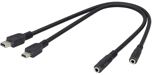 3.5mm to Mini USB Cable Mini USB Male to 3.5mm Female Audio Cable | 3.5 Female TRRS 4-Pole Jack to 5 Pin Mini USB Male Mic Cord Adapter Cable [1Ft/30cm-2Pack]