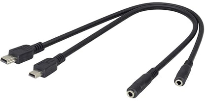 3.5mm to Mini USB Cable Mini USB Male to 3.5mm Female Audio Cable | 3.5 Female TRRS 4-Pole Jack to 5 Pin Mini USB Male Mic Cord Adapter Cable [1Ft/30cm-2Pack]