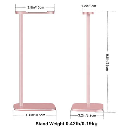 Headphone Stand Aluminum, Headset Holder with Solid Metal Base for Desk, Compatible with Most Headphones (Rose Gold) - color: Rose Gold