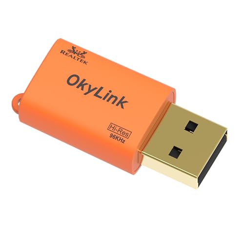 OkyLink USB to 3.5mm Audio Adapter, 96kHz Hi-Res DAC, Plug and Play,1-Pack | External Sound Card, TRRS 4-Pole, Realtek DAC Chip, Compatible with PS5/PS4, Windows, Mac - size: 1 Pack