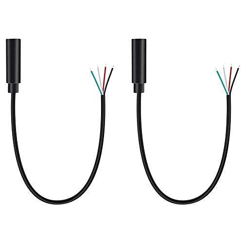 Fancasee 2-Pack 3.5mm 1/8" to Speaker Wire TRRS Stereo Female Jack to Bare Wire Pigtail 3.5mm Plug Connector Adapter Repair Audio Cable for Microphone Headphone Headset Earphone Speaker