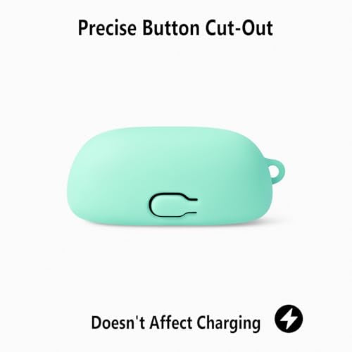 Geiomoo Silicone Case for JBL Tune Buds 2, Soft Flexible Scratch Resistant Protective Cover with Carabiner (Luminous Green) - color: Luminous Green