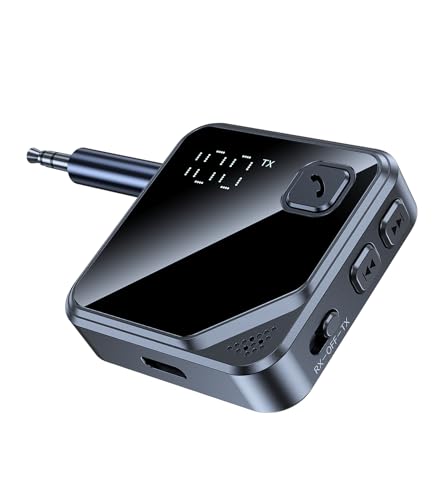 Bluetooth Transmitter Receiver for TV & Airplane AUX Adapter | Airplane Bluetooth Adapter for Headphones, Bluetooth Receiver for Car Stereo/Home Stereo, Bluetooth 5.3 Audio Adapter
