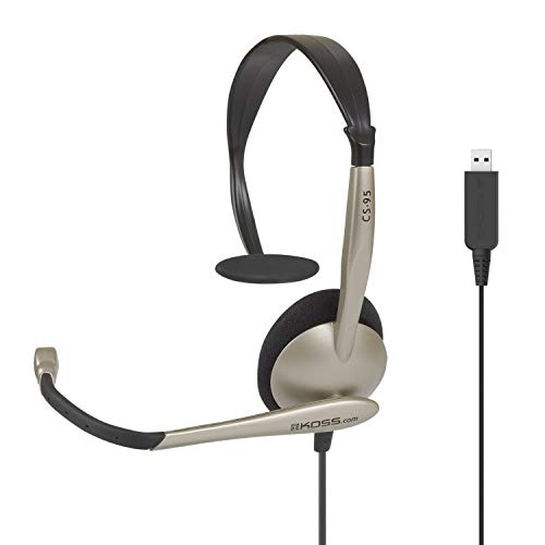 Koss CS95-USB Single-Sided On-Ear Communication Headset, Beige, USB-A Plug | Speech Recognition, Lightweight Design, Microphone, B2B, Telehealth, Education, Call Centers - style: CS95-USB