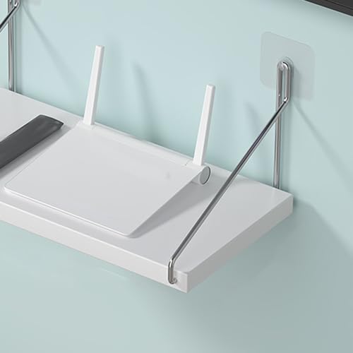 HERCHR Small Floating Shelves, Speaker Shelves Cable Box Shelf Projector Shelf Router Shelf Wall Hanging Shelf Floating Entertainment Center Shelves for Home(White)