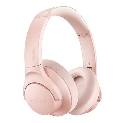 Soundcore Anker Life Q20 Hybrid Active Noise Cancelling Headphones, Wireless Over Ear Bluetooth Headphones, 60H Playtime, Hi-Res Audio, Deep Bass, Foam Ear Cups, Travel, Office, USB-C Charging - color: Pink, style: USB-C