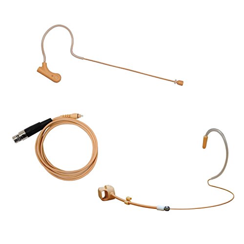 U-Voice UVS70DTF-SH4 Earhook Headset Mic with Detachable Cable & Detachable Frame for Shure Wireless Microphone System - color: Tan with Frame