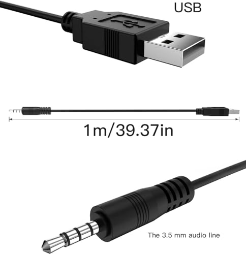 3.5mm USB Charger Cable,3.5mm Male AUX Audio Jack to USB Male Charge Cable Adapter Cord,Compatible with MP3,Headphones,Speakers,Voice Recorder and Any Other Devices with 3.5mm Port(3.3 ft)(1)