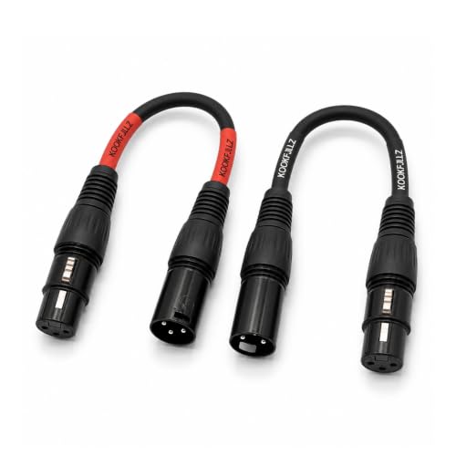 Professional XLR Male to Female Microphone Cables - 6 Inch Balanced Audio Extension Cord (2-Pack) for Studio Equipment, Mixers, Mics