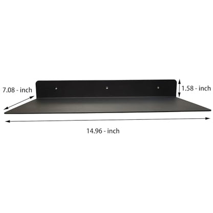 Linear Floating Shelf Wall Mounted Metal Shelves Heavy Duty Industrial Modern Steel Black Linear Metal Wall Shelf Modern Farmhouse Living Room Metal Wall Decor (7-inch X 15-inch) - size: 7"*15"