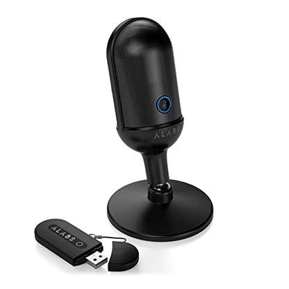 ALABS USB Wireless Cardioid Condenser Mic for Podcast/Gaming/Home Office | 100ft Signal Transmission Distance,Streaming Mic with LED, Quick Mute Indicator, Noise Cancelling for PC/Mac