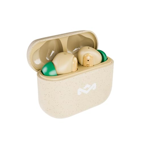 House of Marley Little Bird True Wireless Earbuds, Touch Controls, Built-in Mic, 24 Hours Playtime with Case, USB-C Quick Charge, Sustainable Materials, Movie and Gaming Mode, Cream | Earphones with integrated microphone, 24 hours of battery life, In-ear