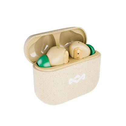 House of Marley Little Bird True Wireless Earbuds, Touch Controls, Built-in Mic, 24 Hours Playtime with Case, USB-C Quick Charge, Sustainable Materials, Movie and Gaming Mode, Cream | Earphones with integrated microphone, 24 hours of battery life, In-ear