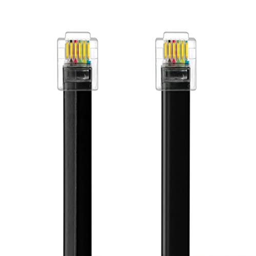 NECABLES 2Pack RJ12 Cable 10ft Telephone Cord Phone Cable - 10 Feet | RJ12 6P6C Male to Male Straight Wired for Both Data and Voice Use Black - size: 10 feet