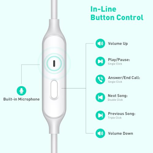 Wired Earbuds 3.5mm Headphones with Mic for Laptop PC Chromebook,Green | Noise Isolating in-Ear Earbuds,3.5mm Jack Plug in headphones Call Volume Control for Mobile Phones/Computer/MP3 Kids School - color: Green