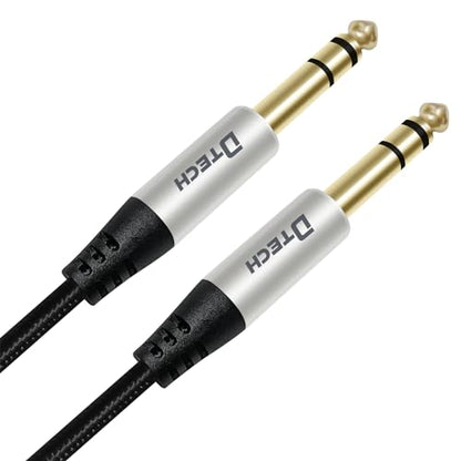 DTECH 5ft Electric Guitar Cable TRS 1/4 Instrument Cord Aux Balanced Stereo Jack Quarter Inch 6.35mm for DJ Speakers Amplifier Bass AMP Studio Audio Monitor Mixer - size: 5ft